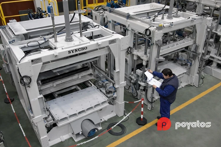 Técnico verificando una bloquera Poyatos